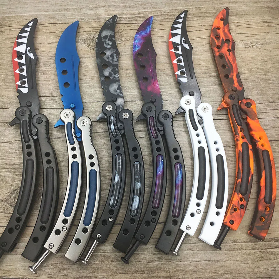 CS GO бабочка в ноже Karambit нож практика складной нож бабочка тренажер игра нож тупое лезвие без края инструмент