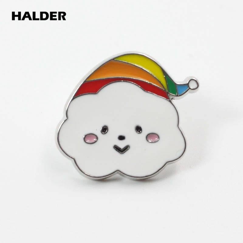 white cloud Halder модные радужные овечки маленькие ягненки пышные Облака цветок броши Нагрудный значок покрытый эмалью одежда значок для рюкзака украшения из джинсы - Окраска металла: white cloud