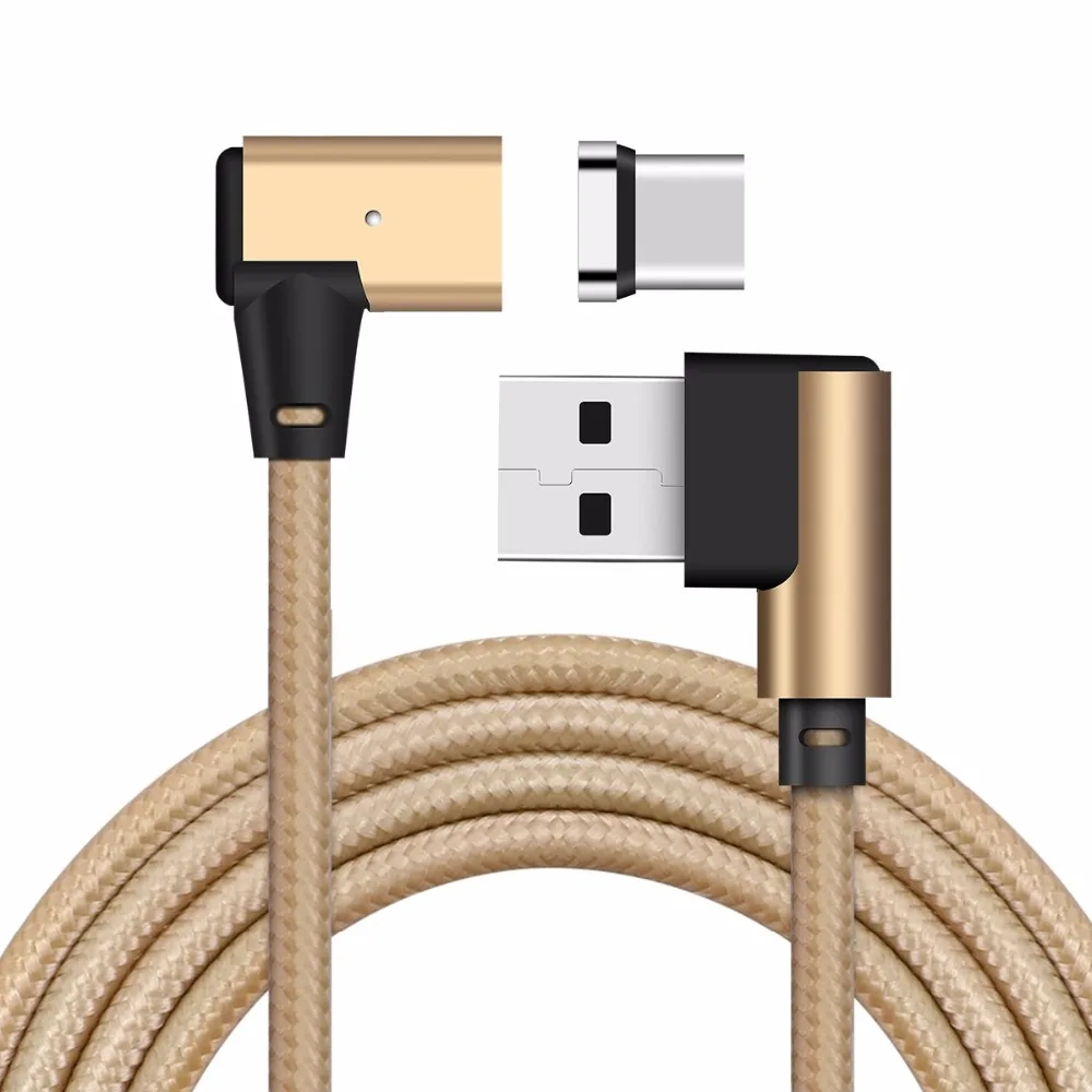 1 м/2 м/3 м Магнитный l-образный изгиб локоть type-C USB-C адаптер плетеный кабель для синхронизации данных для samsung S8 Note 8 Oneplus 2 3 5 huawei P9 Лот