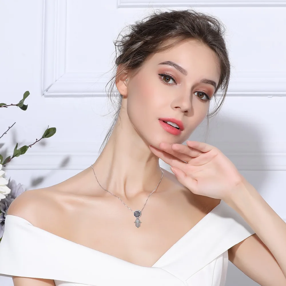 EUDORA, подлинный 925 пробы, серебряный, на удачу, рука хамсы, CZ, подвески, шарм, подходит для браслета, ожерелья для женщин, новая коллекция, сделай сам, CYZ053