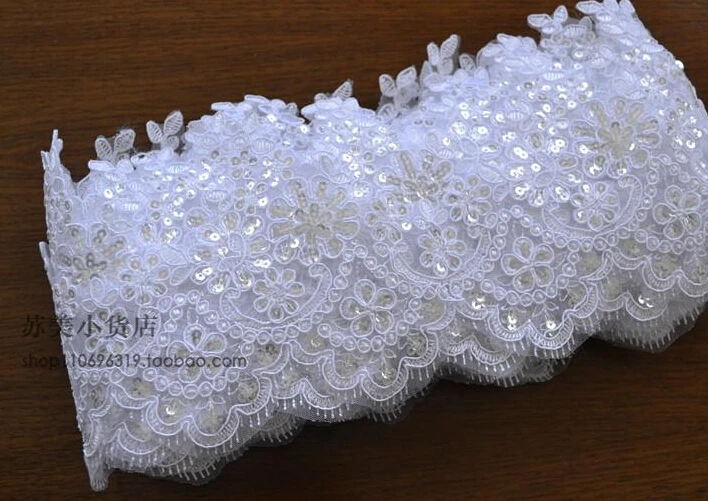 Горячая Распродажа 2 метра ширина 14 см новинка белая блестящая кружевная ткань