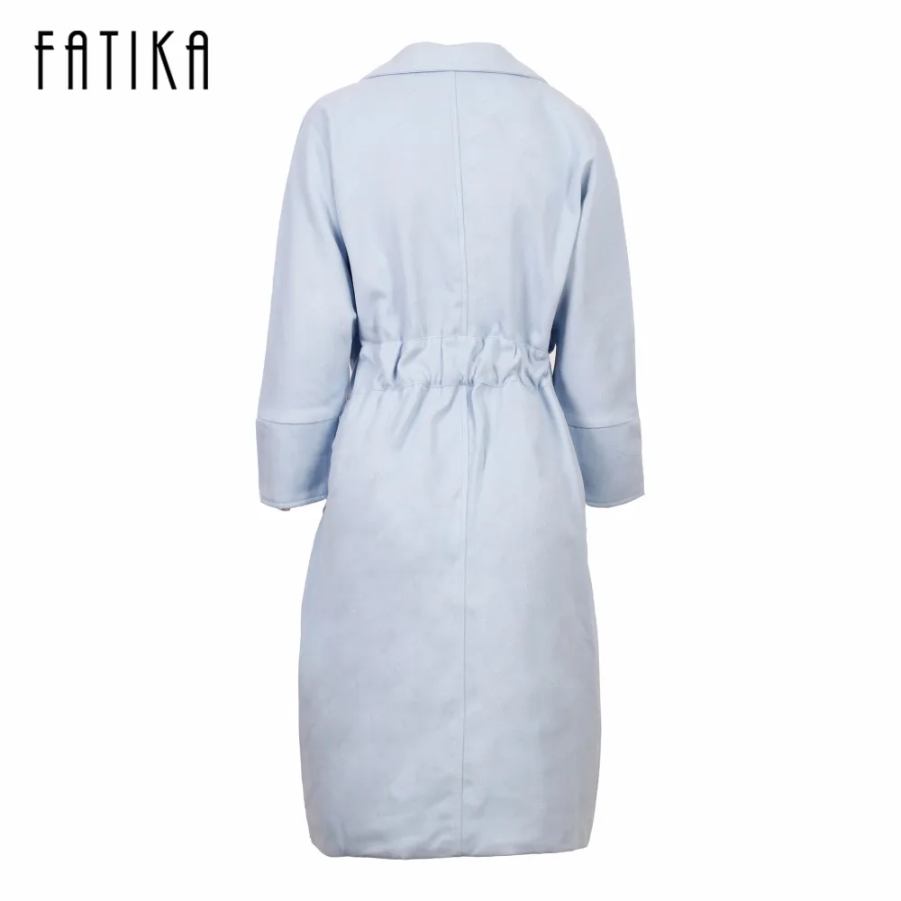 FATIKA 2017 зимнее пальто женское широкий нагрудный ремень карман шерсть оверсайз