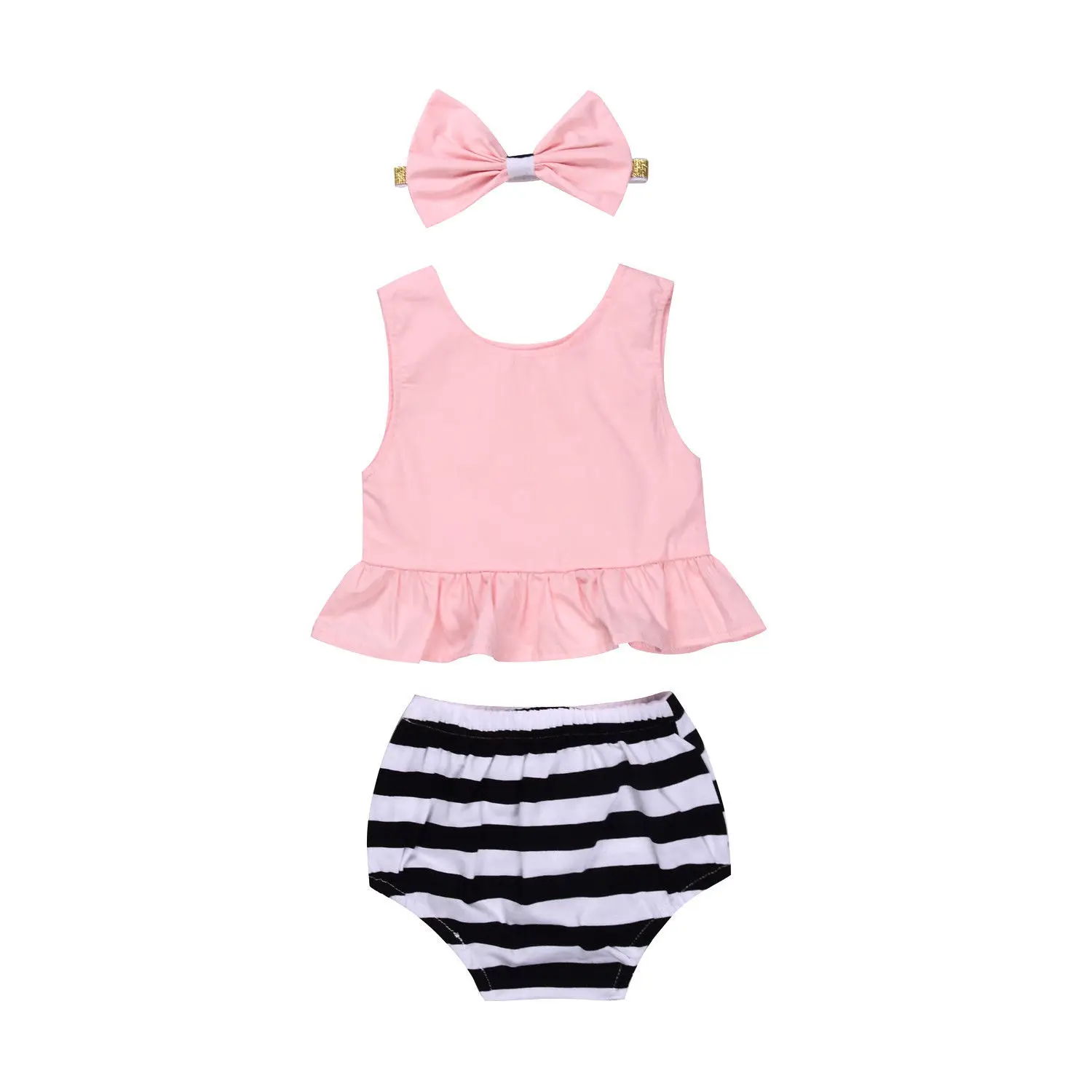 Комплект одежды для новорожденных и маленьких девочек детская одежда летний