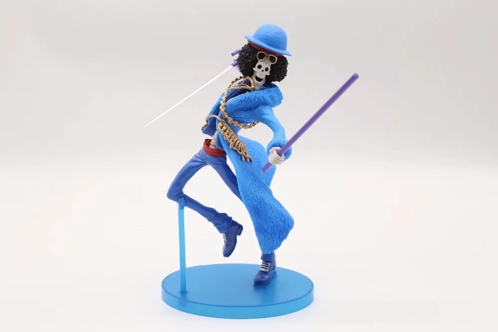 

Anime One Piece 20th Anniversary Brook Straw Hat Crew Blue Clothes PVC Action Figure Model Toys 17.5cm
