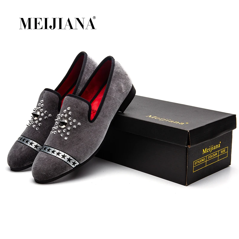 MEIJIANA New Fashion Brand Loafers Men Velvet Dress Shoes Hot Drilling Handmade Luxurious Flats Men's Classic | Обувь