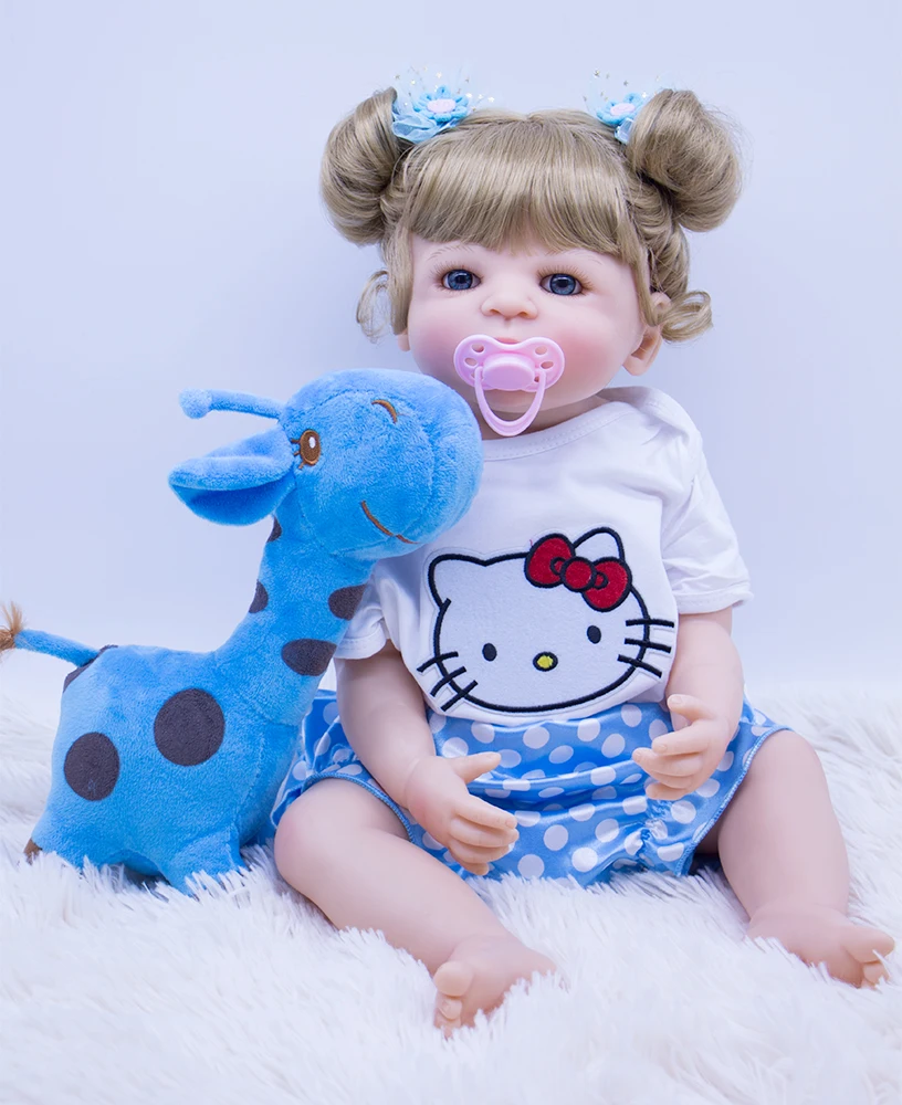 Высокое качество блонд bebes Reborn куклы и Жираф Плюшевые игрушки материал