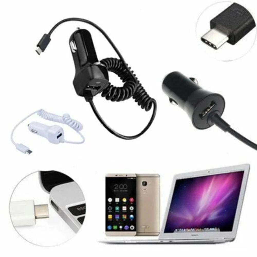 Автомобильное зарядное устройство type C Micro USB 2.1A с быстрой зарядкой кабель