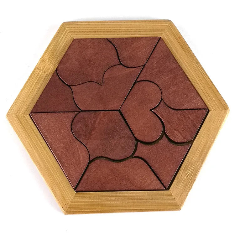 3 шт./компл. Детские деревянные игрушки в форме сердца головоломки/Tangram