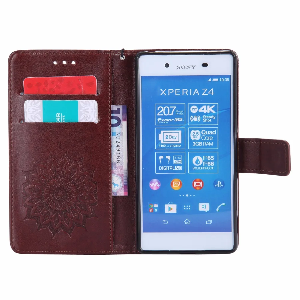 Кожаный чехол бумажник с магнитной застежкой для Sony Xperia Z4 Z3 + Plus E6553 E6533 двойной