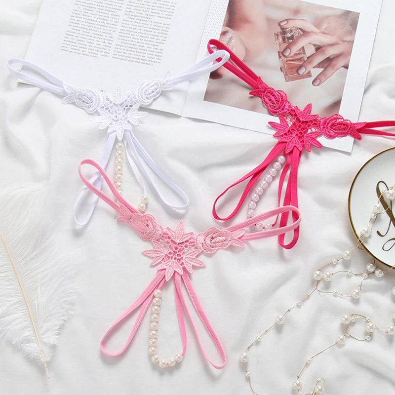 Женские искусственные жемчужины кружевные стринги эротическое сексуальное