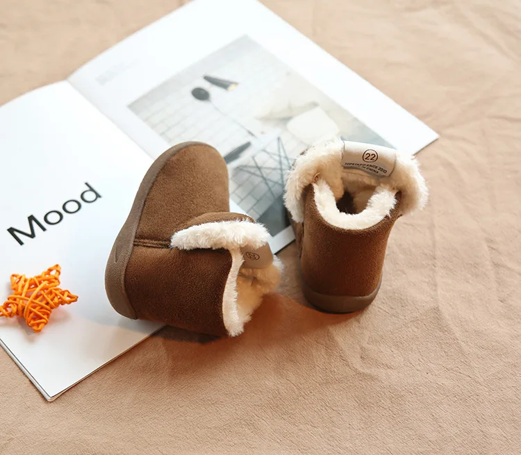 Winter new children's snow boots suede children's cotton shoes thick hair soft bottom baby cotton boots