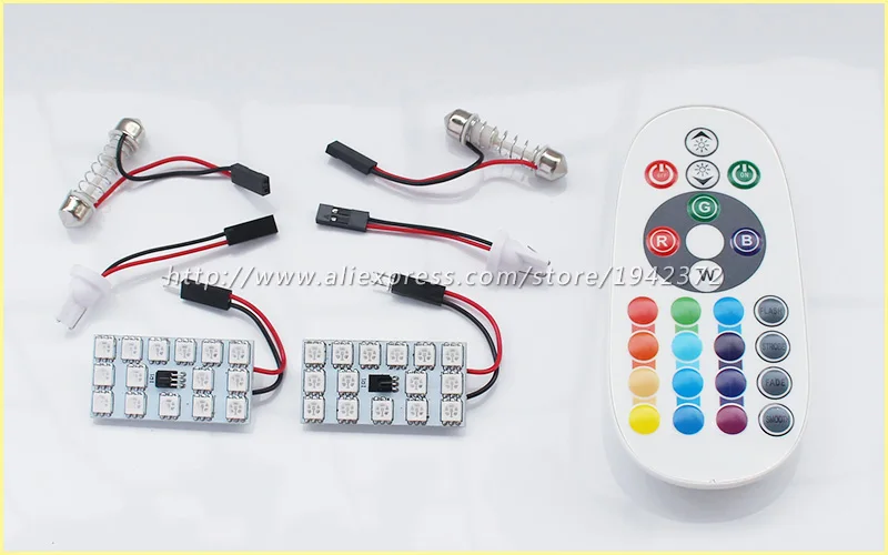 2 шт. RGB 15SMD 5050 Автомобильный светодиодный пульт дистанционного управления Белый