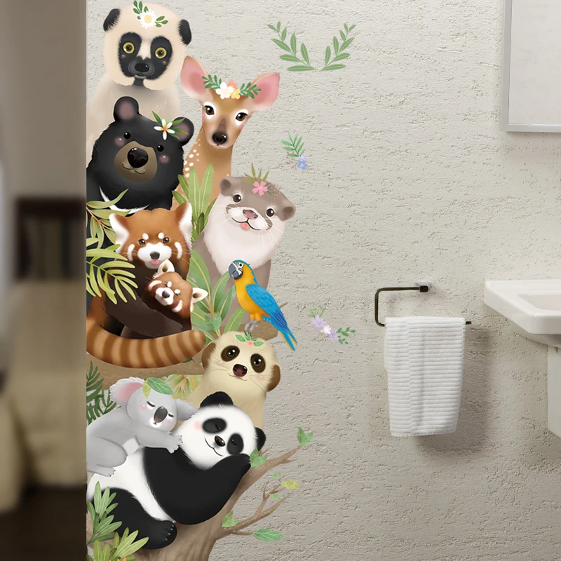 

50*120cm Panda Kids Room Decoration Wall Sticker Cartoon Animal Door Decals Sticker Nursery Poster