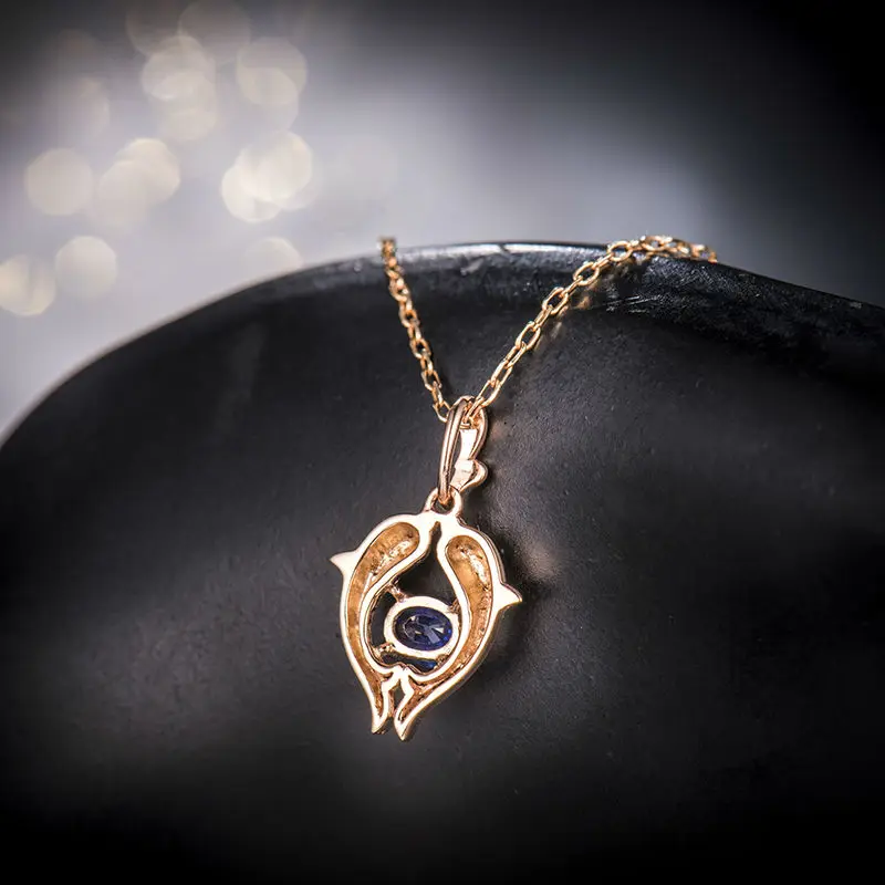LOVERJEWELRY женские вечерние кулон Настоящее 18Kt из розового золота с подвеской со
