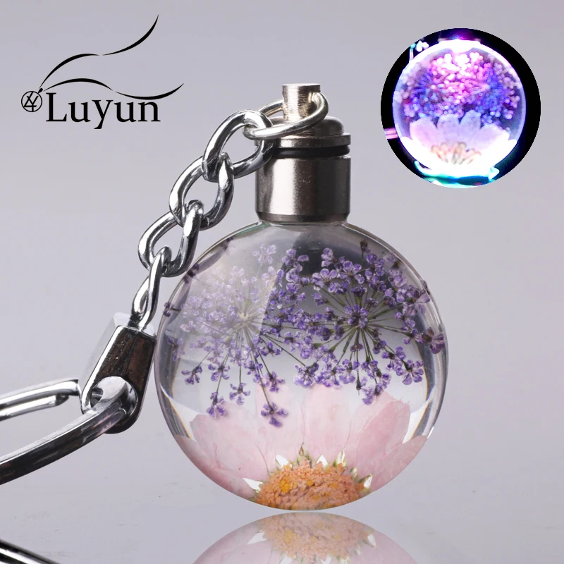 Модный брелок Luyun в виде сушеных цветов стеклянный для женщин ювелирный