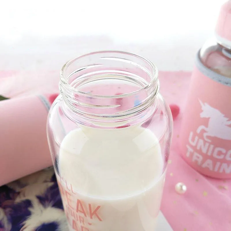 Unibird милый Единорог шаблон стеклянная бутылка для воды молоко кофе с чай заварки 600 мл летний кемпинг стакан