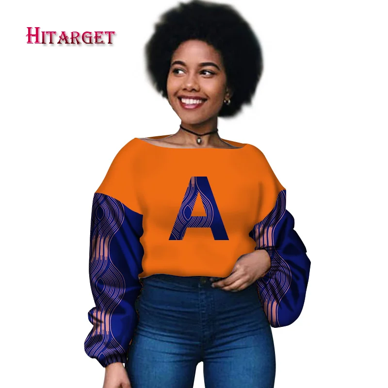 

2018 New Dashiki African Women Clothing Bazin Riche Fashion Elegant O-Neck Crop Top Shirts Ankara African Clothing WY3002