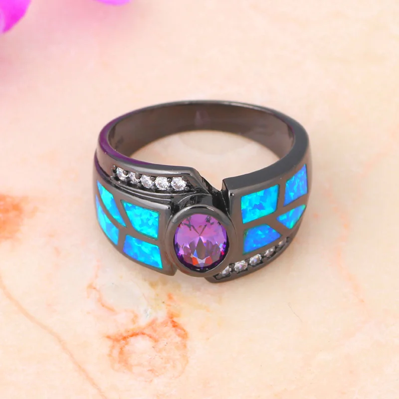 Дешевые модные ювелирные изделия Сияющий Циркон Синий огненный опал серебряные