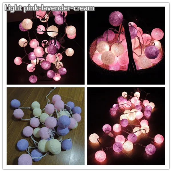 L pink lavender crea 20 шт./компл. тайском стиле ватным тампоном гирлянды, вечерние, патио, свадебные, для новорожденных, на Рождество, День Святого Валентина, Настенный декор, подарок для новорожденных малышей, разноцветный цвет может выбрать - Испускаемый цвет: L pink lavender crea