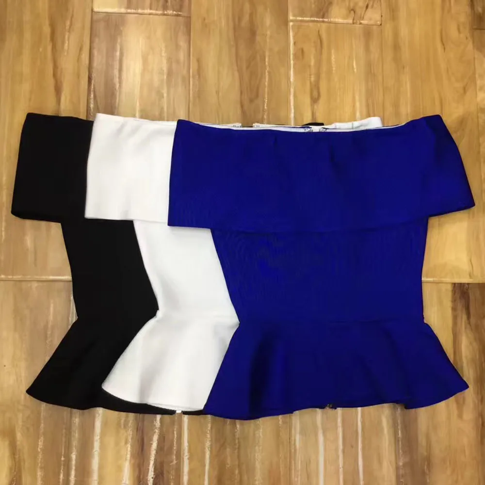 Женский однотонный топ с рюшами модный привлекательный бандажный синего черного