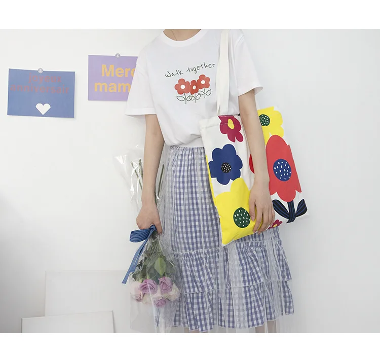 2019 удобная сумка с цветочным принтом многоразовая Холщовая Сумка для покупок