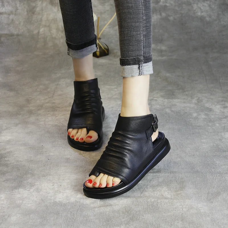 Женские летние босоножки DRFARGO 58100 черные из натуральной кожи Размеры 35 40 женская