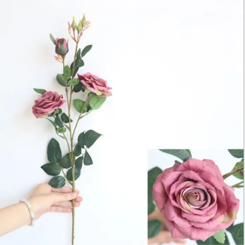 1 шт. 92 см 3 ап романтические искусственные розы DIY Шелковый цветок искусственные цветы для свадебного украшения дома искусственные цветы - Цвет: Romantic Purple Rose