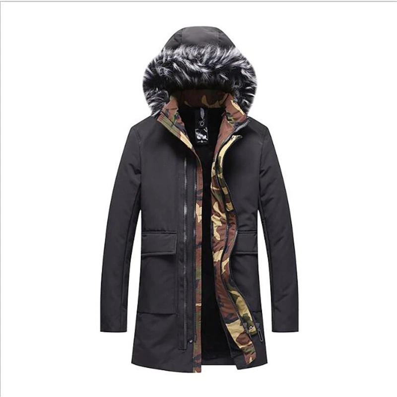 

Winter Jacket Mens Mid Length Thick And Handsome 2018 Winter New Korean Version Of Youth Hooded Jacket Self Cultivation Tide