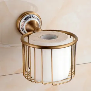 paper holder 2 Античный Матовый Твердый латунный набор аксессуаров для ванной комнаты, Европейский фарфор, аксессуары для ванной комнаты, наборы керамических Ретро товаров для ванной - Цвет: paper holder 2