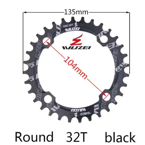 Black 32T Шатун MTB велосипед 1 скоростная система цепное кольцо шатун дорожный одиночный 104 BCD 32 T/34 T/36 T/38 T 11s 10s 9s 1*11 bmx цепное колесо - Цвет: Black 32T