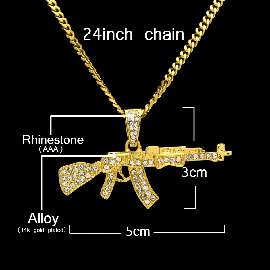 UWIN Мужская мода крутой AK47 пистолет кулон ожерелье хип хоп ювелирные изделия