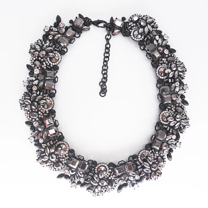 PPG и PGG Женщины Ювелирные Изделия Кристалл Шарм Choker Коренастый Себе Биб Воротник Ожерелье - Окраска металла: black2