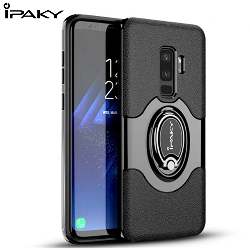 IPAKY для samsung s9 чехол Гибридный Полный чехол Магнитный адсорп для samsung Galaxy S9 Plus роскошный держатель кольца S9 Plus чехол