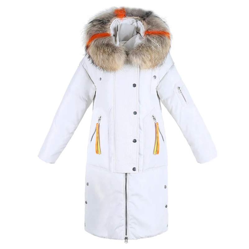 Зимняя куртка с капюшоном из 100% натурального меха для женщин 2018 теплое плотное