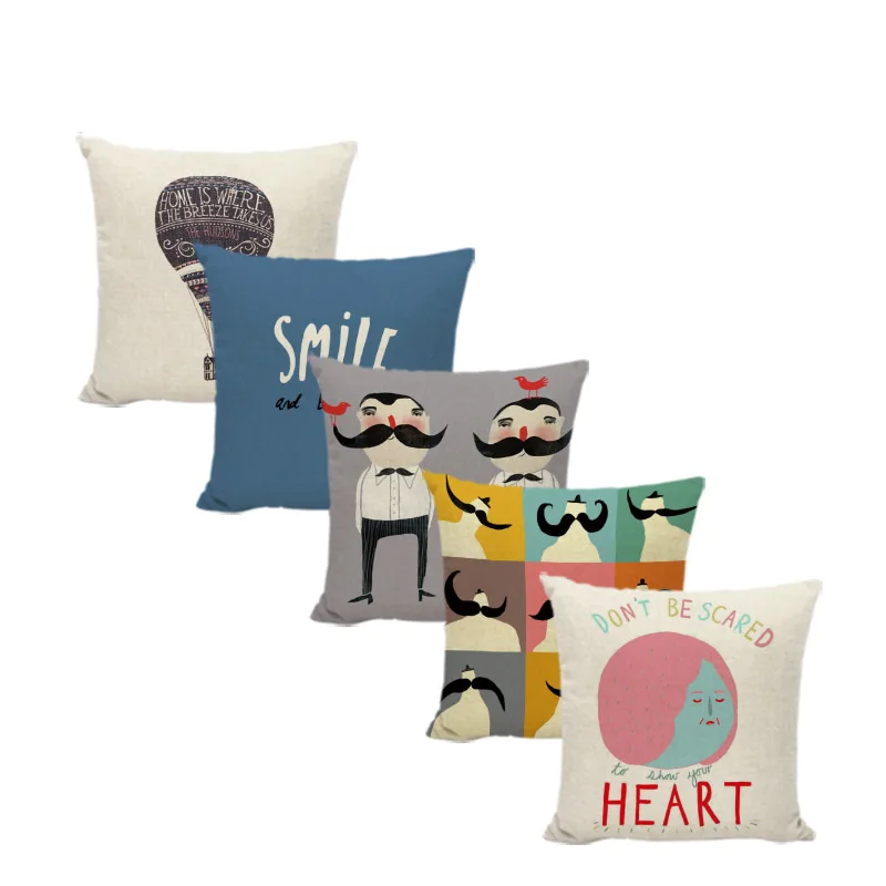 Прекрасный джентльмен наволочка надписью Smile и Будьте счастливы 43*43 см для ухода
