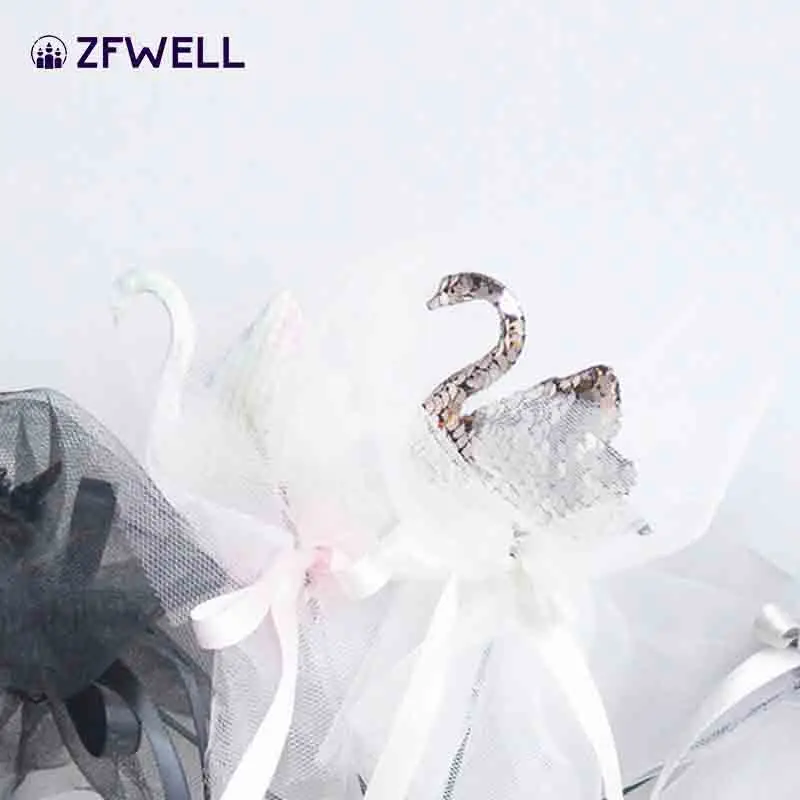 ZFWELL 4pz блестки маленький лебедь Свадебные цветы маленькие подарки украшения