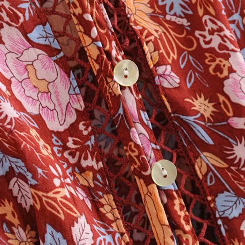 Женское винтажное мини-платье с цветочным принтом Boho Chic Пляжное Платье-кимоно