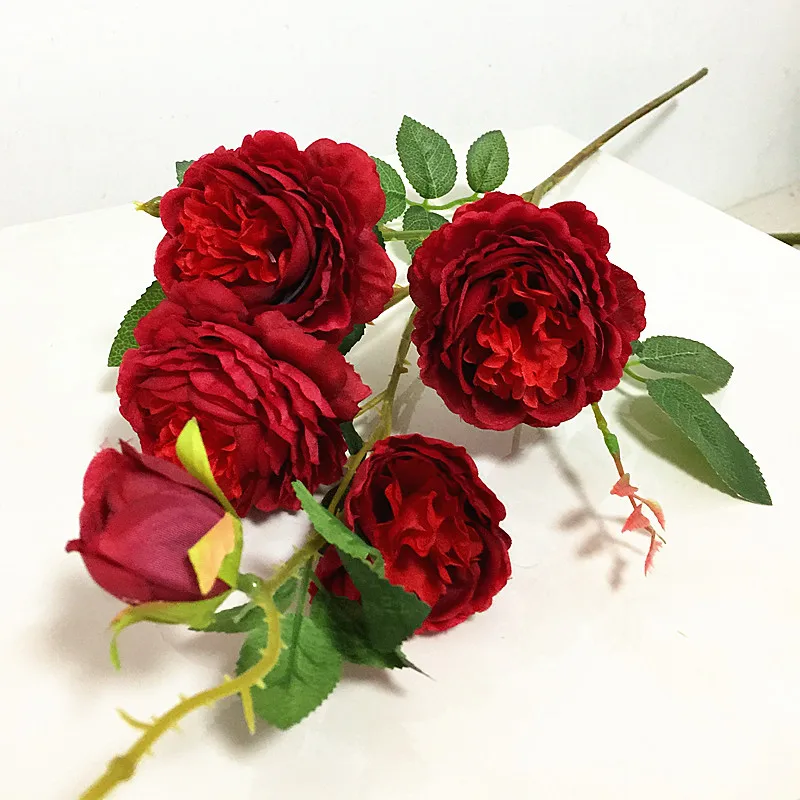 design 3 red 10 шт. искусственные розы шесть голов белый/розовый/фиолетовый/оранжевый/красный цвет розы стебли для Свадьбы Центральные элементы - Цвет: design 3 red
