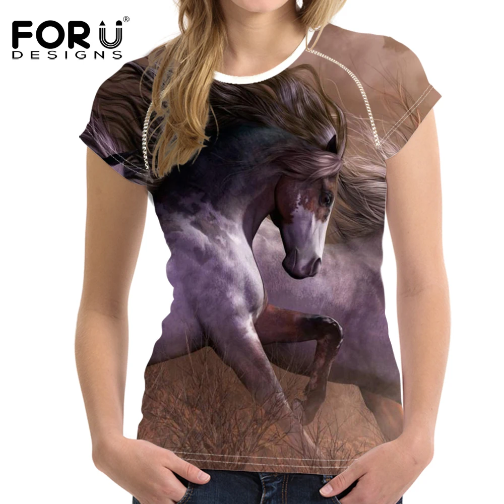 FORUDESIGNS/Женская 3D футболка с короткими рукавами оптовая продажа спортивные