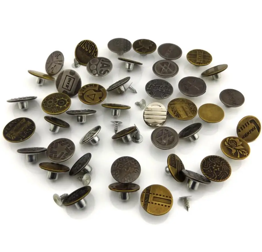 Высококачественные мужские и женские джинсы на пуговицах металлические