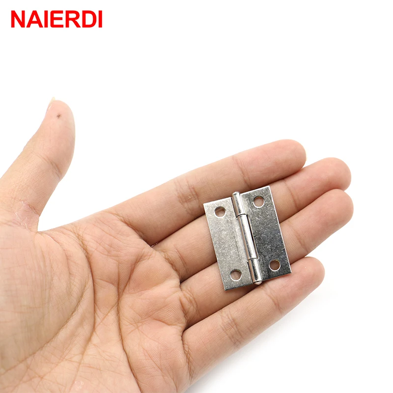 NAIERDI 1Door Hinge 1.5Inch Stainless Steel Mini Drawer Jewelry Box Silver Cabinet Hinges For Decoration Furniture Hardware  - buy with discount