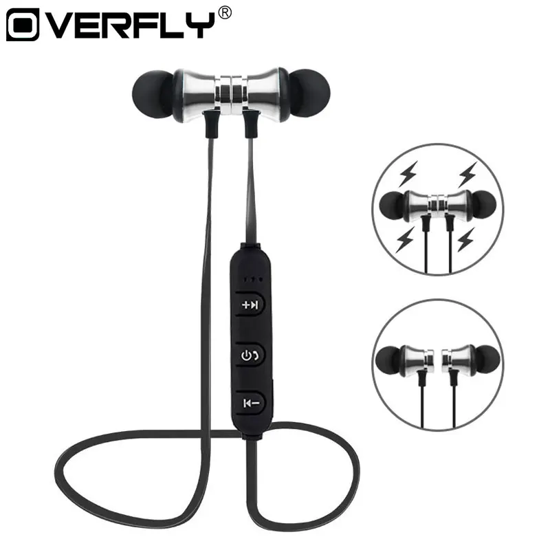 Overfly магнитные наушники Bluetooth 4 1 Беговая гарнитура Беспроводные спортивные бас