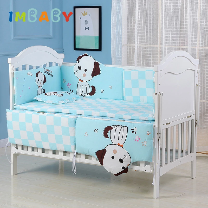 IMBABY Комплект постельного белья для малышей, 5 шт., постельное белье для детской кроватки, детское постельное белье, постельное белье из хлопка, мягкий детский бампер, наволочка, простыня для младенцев