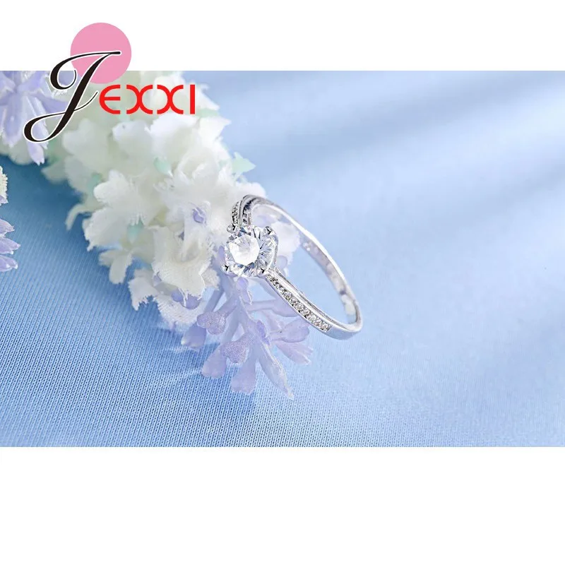 

925 Sterling Silver Ring With Geometrically Irregular Patterns Round Crystal For Women Wife Wedding Anniversary Thanksgiving Day