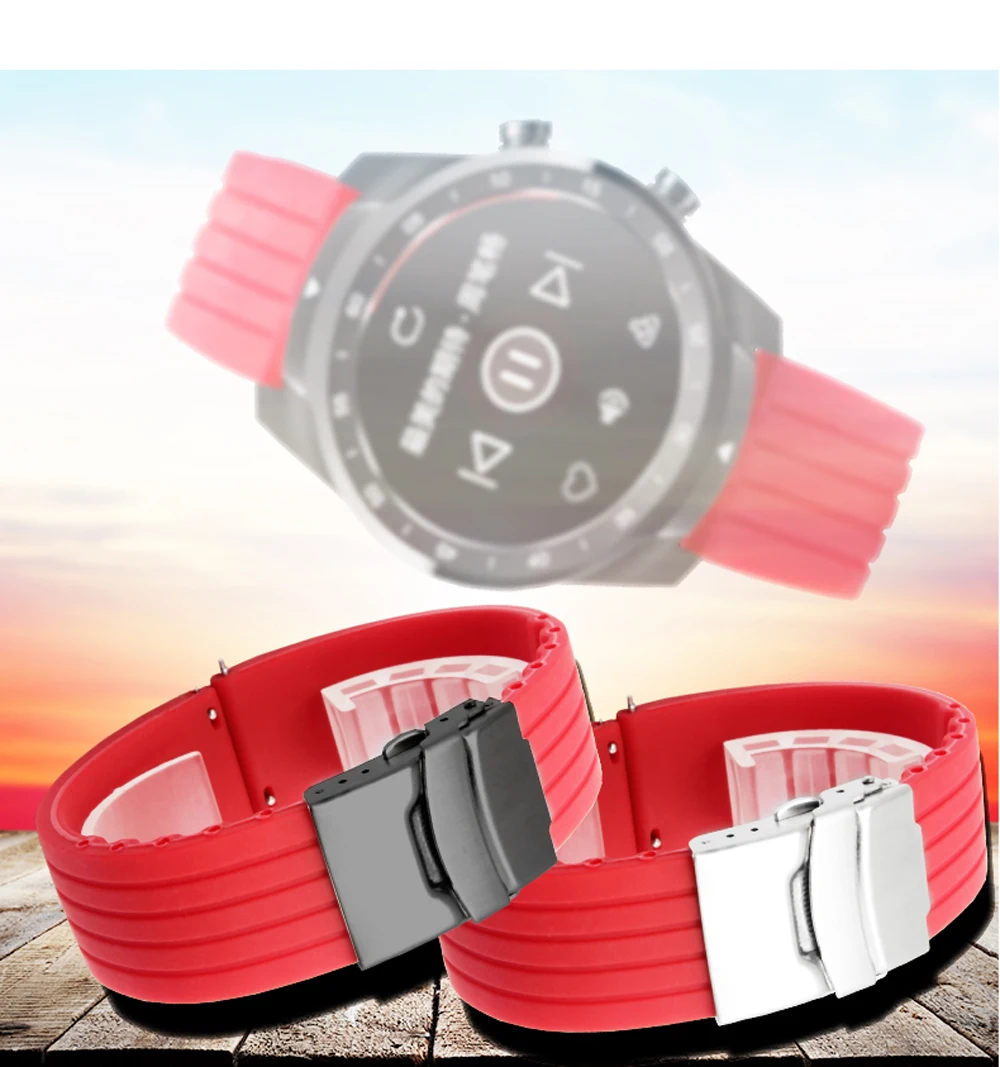 PEIYI ремешок для часов Ticwatch Цветной силиконовый сменный ремешок 20 мм/22 мм Ticwatch 1/2/E/Pro ремешок для часов Spark ремешок на запястье
