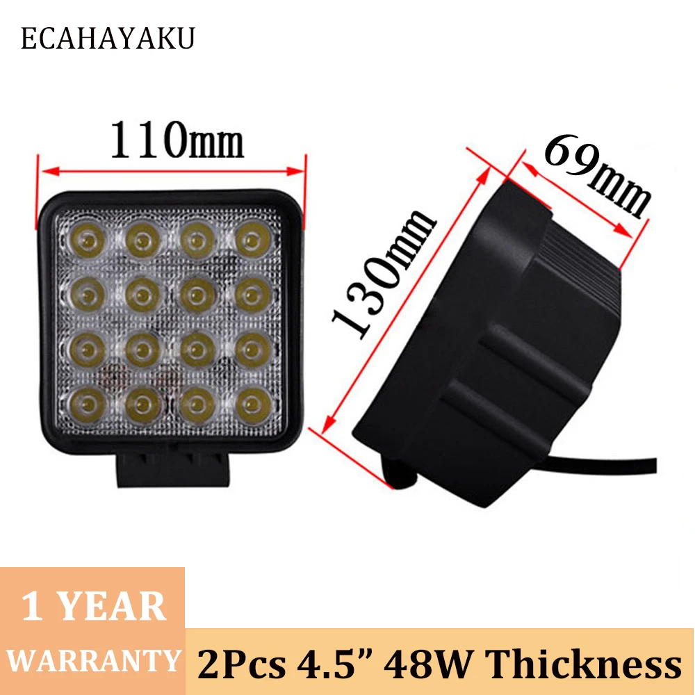 ECAHAYAKU 4 шт. &quotквадратный 48 Вт светодиодный рабочий светильник 6000 К IP67