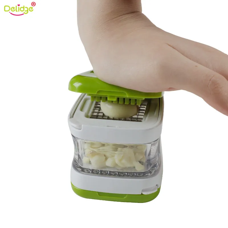 

Delidge 1 PC Multifunction Garlic Press Crusher 2 Different Shapes Stainless Steel Blades Garlic Ginger Kitchen Vegetable Tool