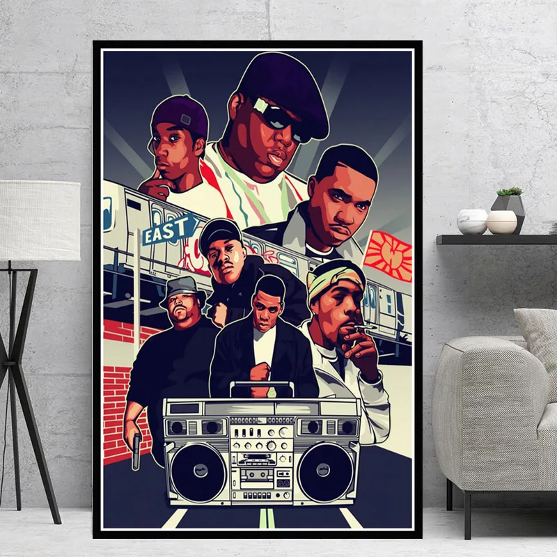 2PAC JAY Z N.W.A West Hip Hop Biggie Smalls Rapper коллаж звёзды постеры картина настенное искусство
