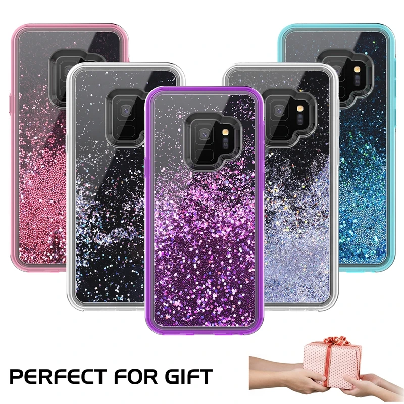 Роскошный зыбучий песок жесткий чехол TPU розовый для samsung Galaxy S9 Plus чехол для samsung S9 Plus чехол s Блестящий с жидкостью чехол S9plus