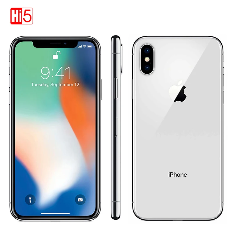 Разблокированный Apple iPhone X Face ID 64 Гб/256 ГБ Встроенная память 3 Гб оперативной памяти, Оперативная память 5,8 дюймов гекса Core iOS A11 12MP двойная задняя камера Камера 4 аппарат не привязан к оператору сотовой связи